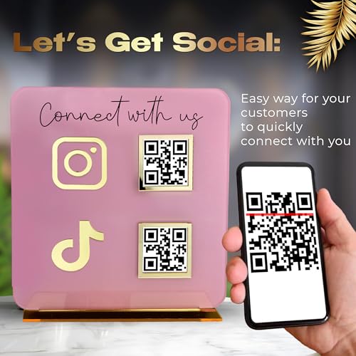 Skywin QR Code Sign for Business, Cash App QR Code Sign Stand - Pink - color: Pink