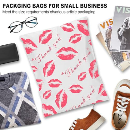 JinRuiKJ Thank You Poly Mailer 10x13 100 Pack, Red Lips Design - color: Red Lip, size: 10x13'' - 100 Pack