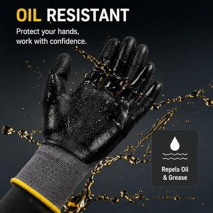 LunaDream Work Gloves MicroFoam Nitrile Coated-6 Pairs,Seamless Knit Nylon Gloves,Gray Work gloves - size: 8/Medium