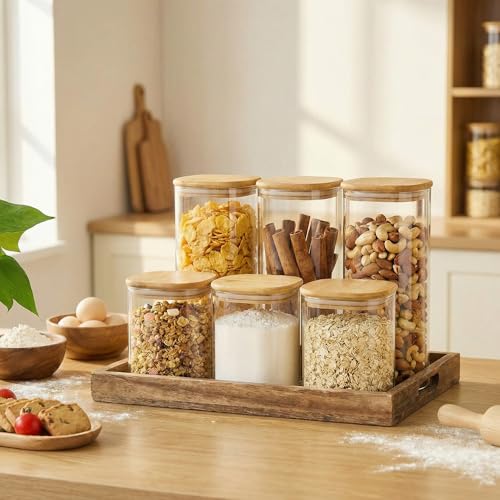 42 oz & 27 oz Square Glass Food Storage Containers with Bamboo Lids, 4 Pack - color: 42oz 2Pack & 27oz 2Pack