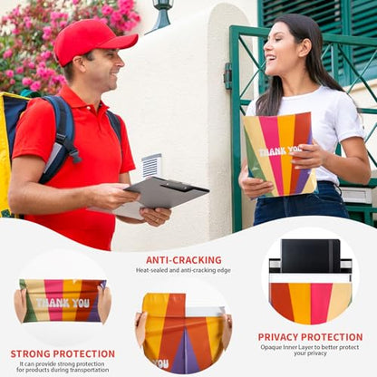 Oududianzi Poly Mailers 10x13, 100Pack Shipping Bags, Plastic Packaging Bags, Self-Seal Polymailers, Mailers Poly Bags, Package Bags for Small Business and Clothing - color: Retro Rainbow, size: 10x13 - 100Pack