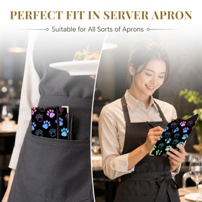 Server Book,7 Pocket Zipper Organizer,Server Books for Waitress - color: Colorful Paw