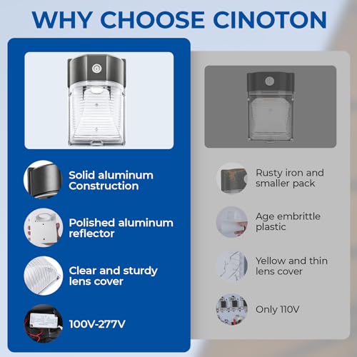 CINOTON 26W LED Wall Pack Light with Dusk to Dawn Sensor 5000k Bronze 4Pack - color: Bronze, size: 4 Pack-5000k