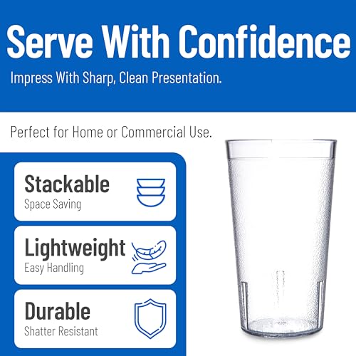 Carlisle Plastic Tumbler, 16 oz, Pebble Textured, Stackable, 24-Pack