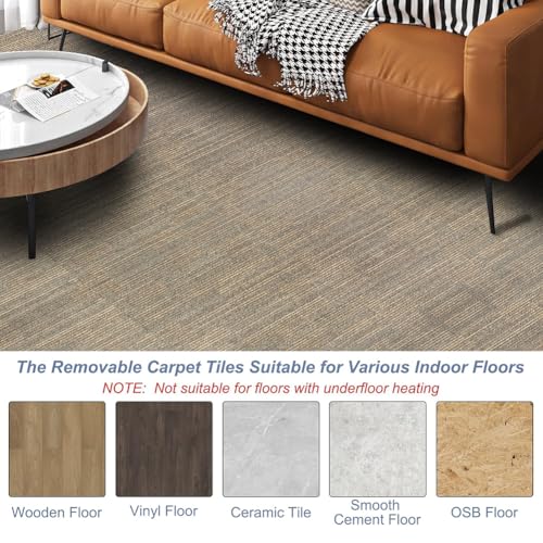 ALTRUISTIC Heavy Duty Bedroom Carpet Tiles, 24" x 24", 18 Pieces/72 sq ft - color: Khaki
