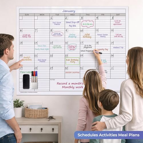 Extra Large Magnetic Dry Erase Calendar, 38x50” - color: Magnetic