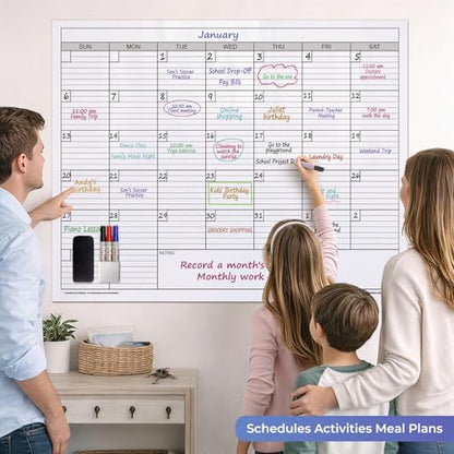 Extra Large Magnetic Dry Erase Calendar, 38x50” - color: Magnetic