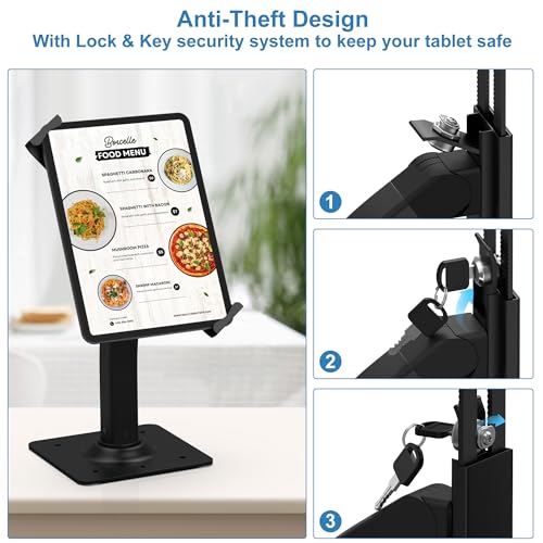 Keuvirya Anti-Theft Aluminum Tablet Kiosk Stand, iPad POS Locking Holder