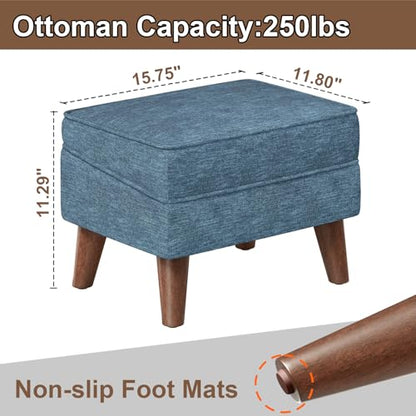 FAGAGA Small Footstool Ottoman with Adjustable Lid, Storage Ottoman - color: Blue, size: 11.8"D x 15.8"W x 11.3"H