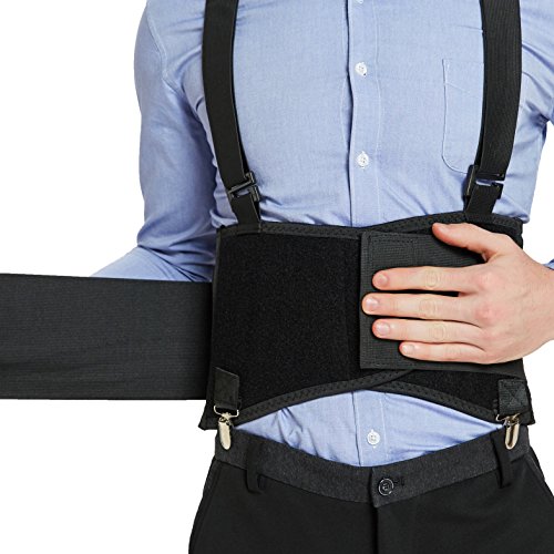 NeoTech Care Back Brace for Work with Removable Pants Clips & Detachable Suspenders - Back Support Belt - Adjustable, Light, Breathable - Posture (Black, Size S) - color: Black, size: S