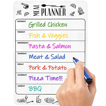 Dry Erase Magnetic Meal Planner for Refrigerator A4 (8.5x12 inch) - Magnet Weekly Menu Board for Fridge - Magnetic Menu White Board - Fridge Meal Planner Magnet - Dinner Meal Planner Dry Erase Board - size: White 8.5"W x 12"H