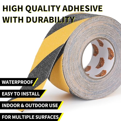 TAPEBEAR Black Yellow Anti-Slip Safety Tape 3inch x 60feet - color: Yellow&Black, size: 3in x 60feet