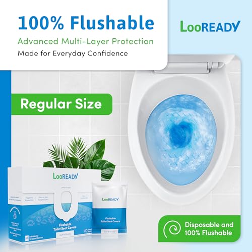 Toilet Seat Covers Disposable Flushable - Regular Size (16x19”) - Travel Size Individually Wrapped, Soft & Strong, Pocket Size for Public Restrooms at the Office, for Commuters or Holiday (30 Pack)