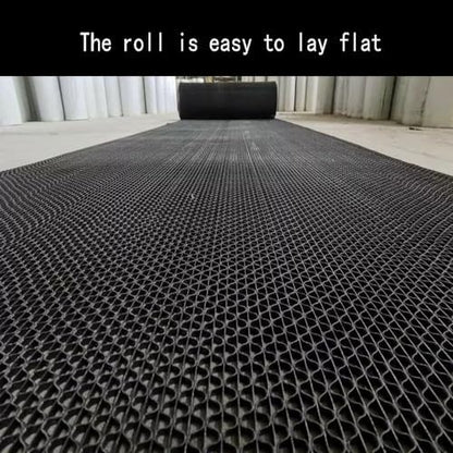 PVC Drainage Floor Mat Non-Slip Commercial Wet Area Mat for Outdoor and Indoor Restaurant Kitchen Bar Swimming Pool Splash Matting Water Drain Flooring Mat (Black, 3FTX16.4FT) - size: 3FTX16.4FT