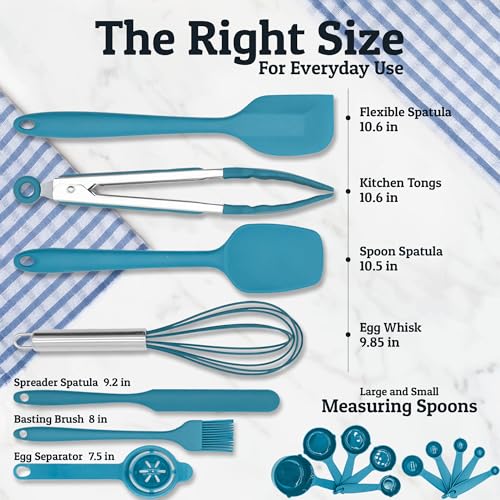 Priority Chef Stainless Steel Mixing Bowls with Lids Set - Premium 30Pcs with 6pc Metal Bowl Set for Kitchen, 3 Graters, Airtight Lids, Non-Slip Bases & Silicone Utensils, Turquoise - color: Turquoise