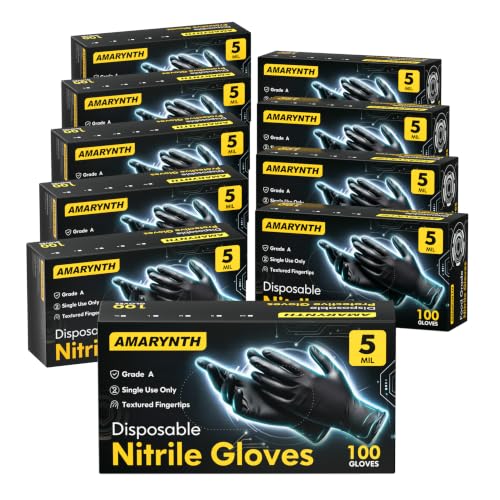 Black Nitrile Disposable Gloves, Food Grade, 5 Mil, Small 1000 Count - color: Black（1000pcs）, size: Small