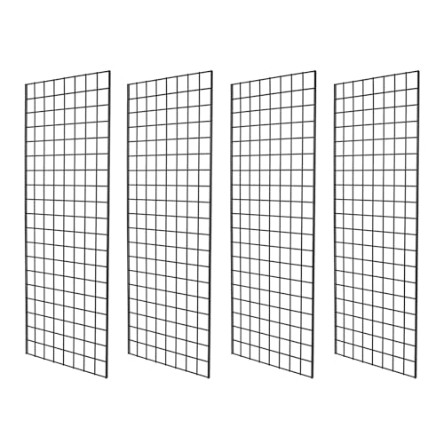 Heavy Duty Commercial Grade Gridwall Panels – Grid Panel for Any Retail Display, 2’ Width x 5’ Height, 4 Gridwall Panels Per Carton (Black Finish) - color: Black, size: 2'x5'（4 Pack）