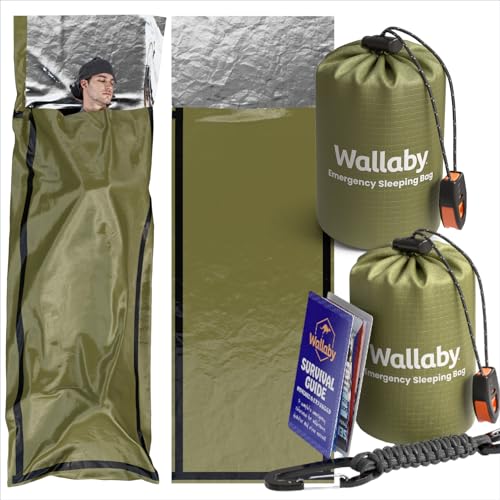 Wallaby Emergency Mylar Sleeping Bags, Bivy Sack, Whistle - color: Green