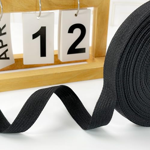 3/4 Inch Black Polypropylene Webbing Straps 15Yds for Sewing - color: Black, size: 15