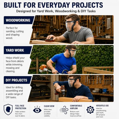 Face Shield, Clear Anti-Fog Full Face Shield for Outdoor Work - color: Upgraded Black