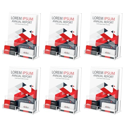 NIUBEE 6 Packs Acrylic Brochure Holder 8.5 x 11, Flyer Menu Display Stand - size: 6 Pack 8.5*11