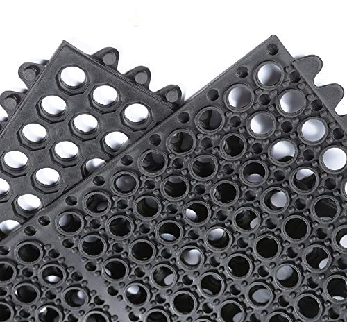 Yesland Anti-Fatigue Rubber Matting, 36 x 36 x 1/2 Inches, Black Dura Chef Anti-Slip Kitchen Mat for Restaurant Bar Floor, Bath Mat for Wet Areas, Garage, Garden Use - size: 36"L x 36"W x 0.5"Th