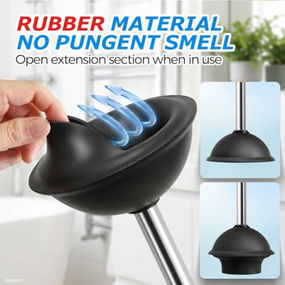 FORASTO 3in1 Stainless Steel Toilet Plunger and Brush Set - Bathroom Tools
