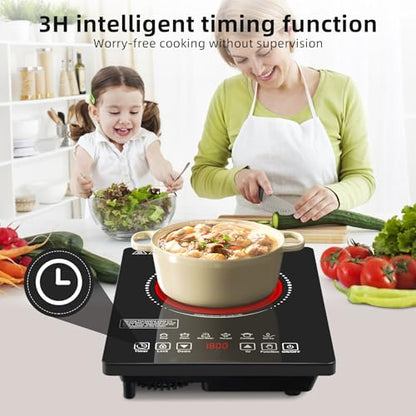 Single Burner Electric Cooktop,110V 1800W Electric Stove Top with LED Touch Control,9 Power Levels, 3 hTimer, Safety Lock,single burner cooktop Overheat protection - size: single burner electric cooktop