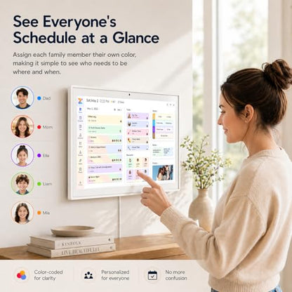 Beinhome 15.6" Smart Digital Calendar No Subscription, Touch Screen Electronic Wall Planner with Interactive Kids Chores Chart & Rewards, Photo Display, Full HD Family Schedule Organizer
