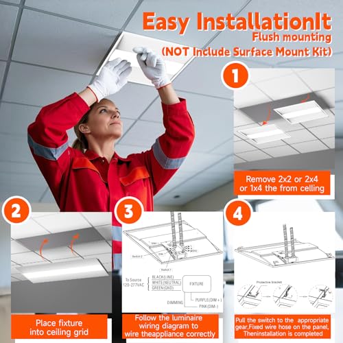 OKQ 24Pack2x2 LED Troffer Center Basket Panel,5Color Tunable 3500K/4000K/5000K, Watt Adjustable, 30W/35W/40W-Up to 6000Lumens,0-10V Dimmable Recessed Back-Lit Drop Ceiling Light,ETL Qualified - size: 2X2 24Pack
