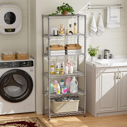 Golpart 6Tier Adjustable Storage Shelves Metal Wire Shelving Standing Shelf - color: Grey, size: 6-tier-12"Dx22"Wx69"H