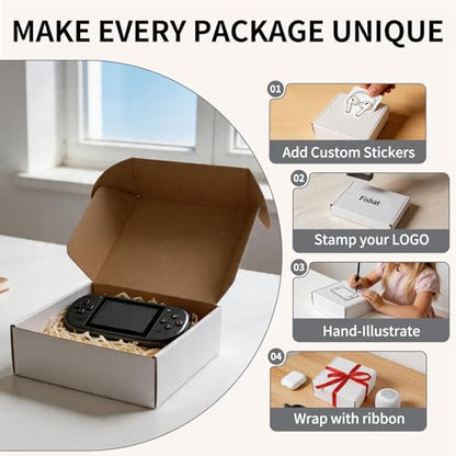Fishat 9" x 9" x 4" White Corrugated Cardboard Shipping Boxes Set of 25 - size: 9" x 9" x 4"