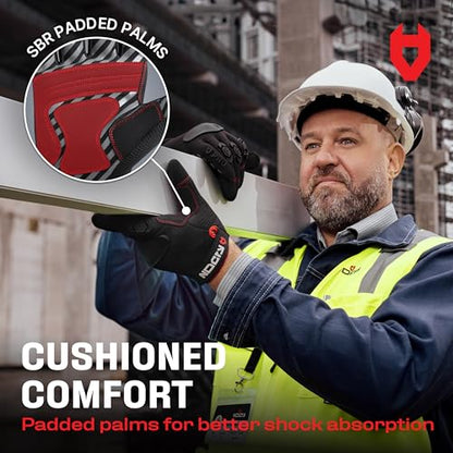 NoCry Heavy Duty Work Gloves for Men with Reinforced Palm and Non-Slip Grip - size: X-Large, style: Pro