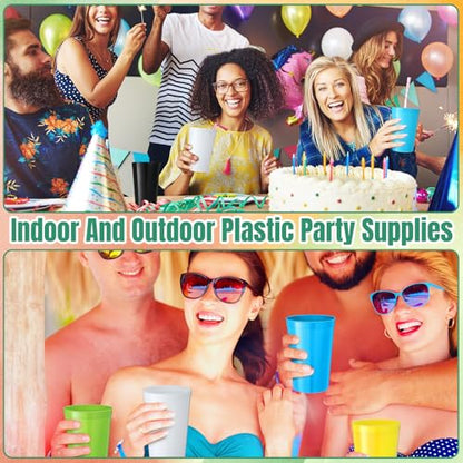Honeydak 40 Pack 22 oz Plastic Stadium Cups Reusable, 10 Colors