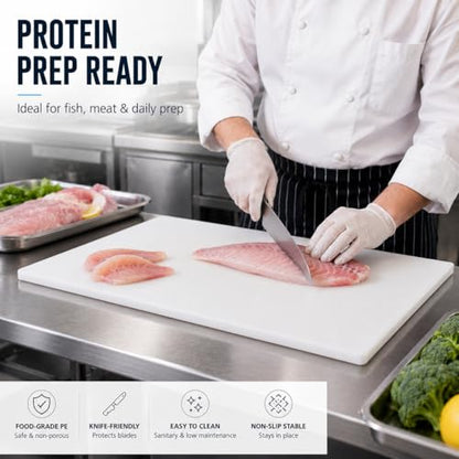 Commercial Cutting Board, Plastic Poly Kitchen Board Dishwasher Safe, Heavy Duty Food Prep Surface for Restaurant Use (20"L x 15"W x 0.57"Th) - color: White, size: 20"L x 15"W