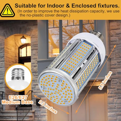 50W LED Corn Light Bulb 6000 Lumen Led Corn Bulb Super Bright 3000K Warm White E26/E27 Base LED Light Bulb for Home Garage Lighting Garage Backyard Office Household - size: 50W-1PACK