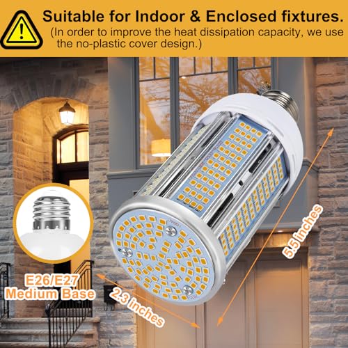 50W LED Corn Light Bulb 6000 Lumen Led Corn Bulb Super Bright 3000K Warm White E26/E27 Base LED Light Bulb for Home Garage Lighting Garage Backyard Office Household - size: 50W-1PACK