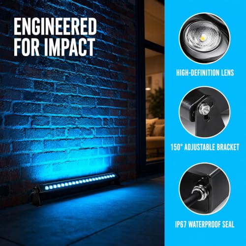 2Pcs 36W Blue Wall Washer Light 2FT 120V IP67 Waterproof Plug-in - color: Blue, size: 23.6''