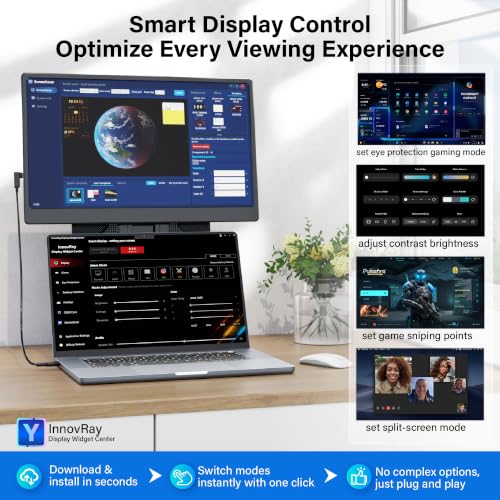 CIDETTY Laptop Screen Extender 15.6", FHD 1080P Detachable Monitor Portable - color: 15.6” Black