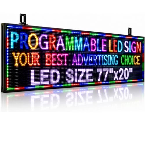 P10(77"*20") Outdoor Open Programmable Scrolling Led Sign Custom Wifi Led Signs For Wall Digital Signage Message Board Business Signs Board For Outside Advertising Sign Screen Panel - color: Full Color, size: P10 (77 x 21 inches)