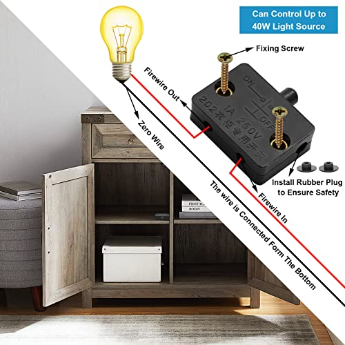 4Pcs Cabinet Lamp Switch, Black - color: Black 4PCS