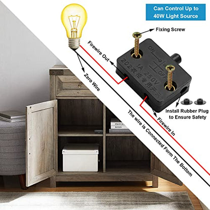 2Pcs Cabinet Lamp Switch, Black - color: Black 2PCS