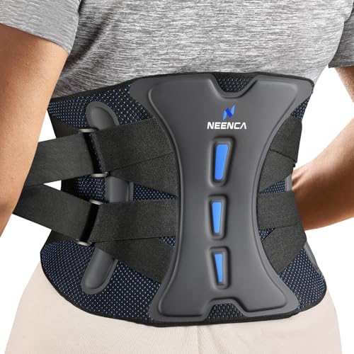 NEENCA Back Brace For Lower Back Pain Relief, Back Support Brace Men Women - color: Blueblack-Single, size: XX-Large