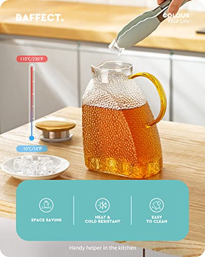 Baffect Water Pitcher Glass Jug With Lid and Spout (Hammer Pattern) - style: Hammer Pattern