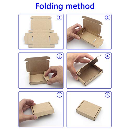 Ellbest 50Pac Small Corrugated Shipping Boxes, 3.54x2.48x0.67 inches - size: 3.54 x 2.48 x 0.67 inches