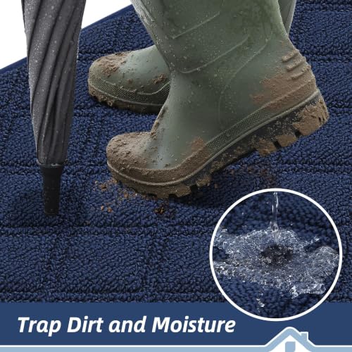 BEQHAUSE Dirt Trapper Door Mat 32" x 48" Non-Slip Washable, Blue - color: Blue, size: 32" X 48" (Rectangular)