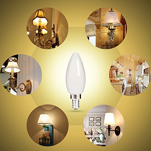 HOLA E12 LED Candelabra Chandelier Light Bulb Dimmable, 2700K 4.5W 6 Pack - color: Warm E12-2700k