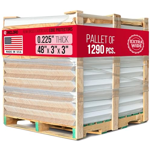 Extra-Wide 48" x 3" x 3" Reinforced Cardboard Edge Protectors - color: Thickness: 0.225", size: Full Pallet