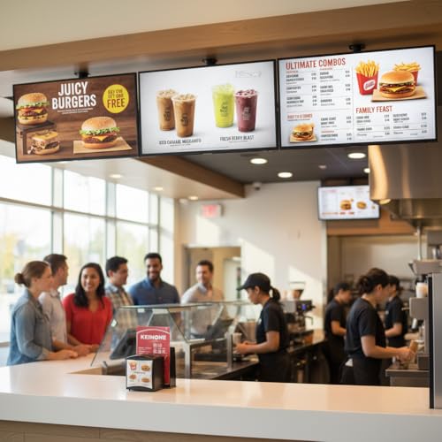 55 Inch Digital Signage Display, 4K FHD 1000 Nits Advertising Screen, Android 14.0 Wall Mount Digital Menu Board for Restaurants, Smart tv signage with 4GB RAM 64GB Storage, Smart Split Screen - size: 55 inches