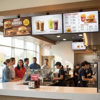 55 Inch Digital Signage Display, 4K FHD 1000 Nits Advertising Screen, Android 14.0 Wall Mount Digital Menu Board for Restaurants, Smart tv signage with 4GB RAM 64GB Storage, Smart Split Screen - size: 55 inches